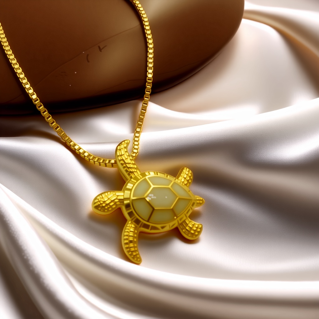 Ocean Turtle Pendant Necklace with Purple Opal Inlay & Accents